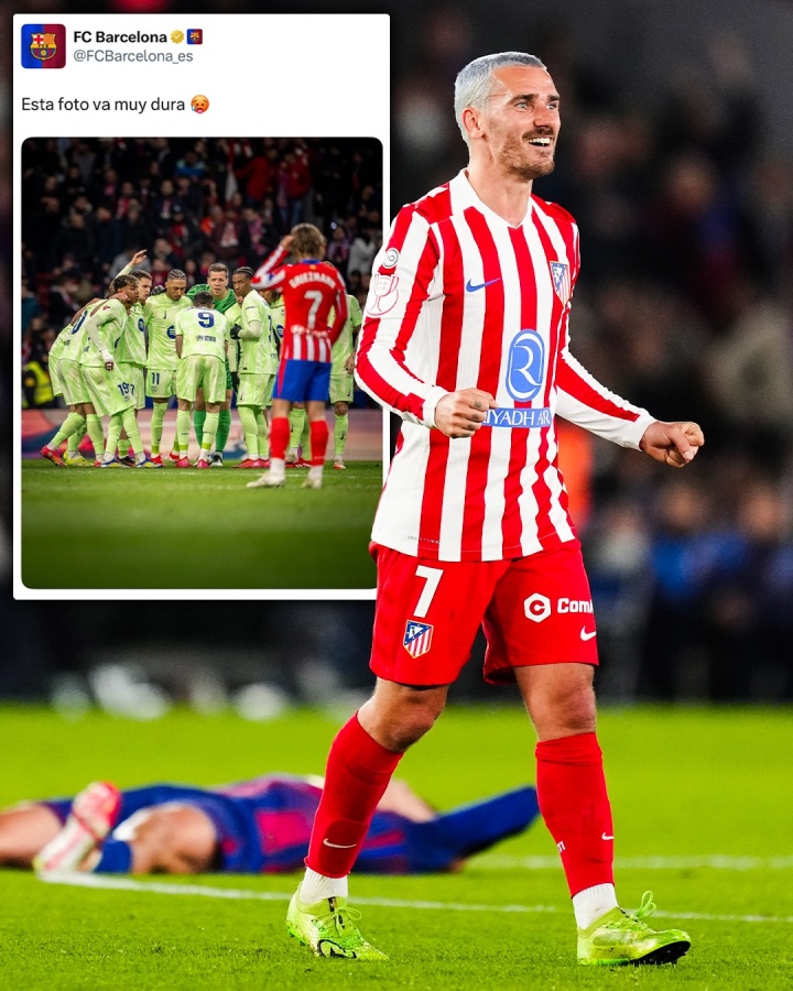 开云官方-记仇了！1年前巴萨晒图格子成背景，今日格列兹曼以相同文案回应