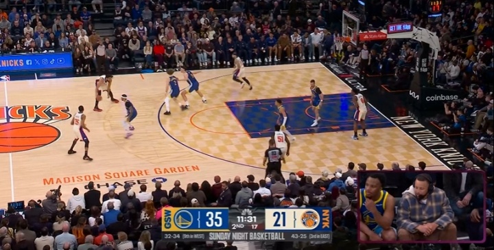 找点儿班上！全美直播 因伤缺战库里坐替补席和解说热聊